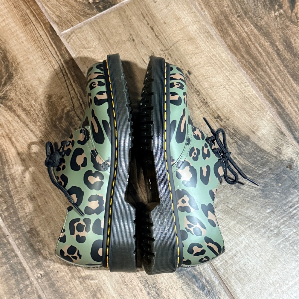 Dr. Martens 1461 Distorted Leopard Print Leather Oxford Shoes,Green, 7M/ 8W - Picture 11 of 13